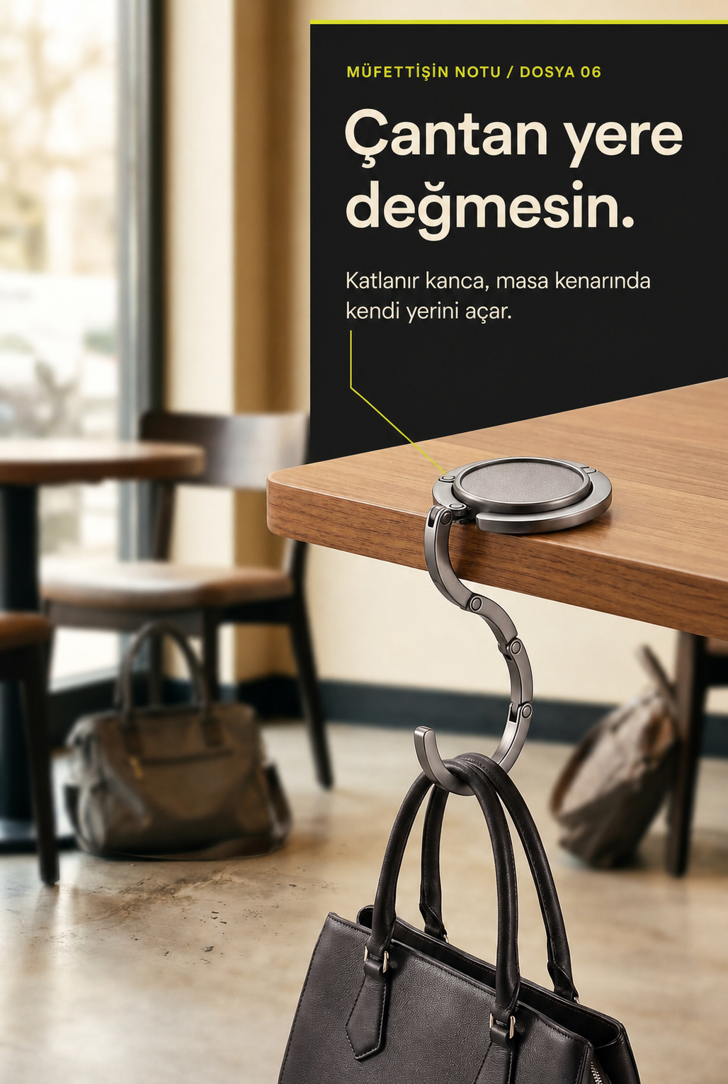 SPELT Katlanabilir Metal Masa Kenarı Çanta Askısı