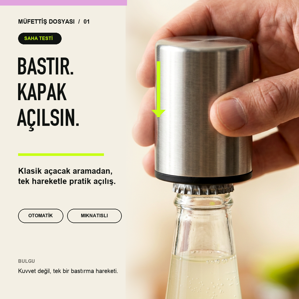 babikamium Manyetik Bas-Çek Şişe Açacağı